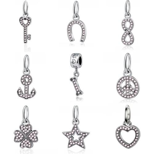 Hot Sale 925 Sterling Silver Pendant Bead Charm Crystal Dangle Charm Fit Pandora Original Bracelet Women DIY Fine Jewelry Making