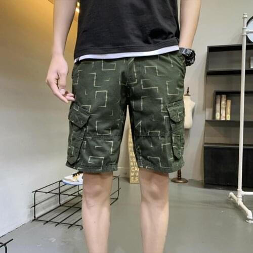 Summer Shorts Men Fashion All-matched Multi-pockets Printing Zipper Shorts Men Casual Shorts Mens Clothing short ropa hombre
