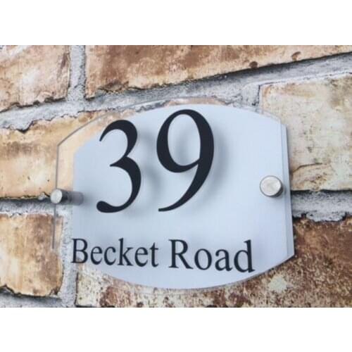 House number Modern House Sign Plate Door Number House Name GLASS & ALUMINUM effect Door sign