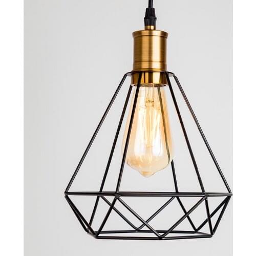 Modern Industrial Vintage Cage Pendant Light Iron Art Diamond Pyramid Wrought home Ceiling Lamp Suitable for E27 bulbs