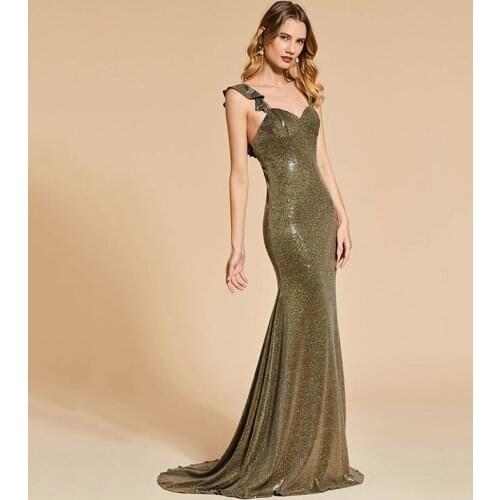 Tanpell sequins evening dress straps sleeveless backless women formal mermaid reflective dress plus custom evening dress