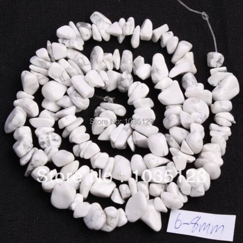 High Quality 5-8mm Natural White Howlite Freeform Gravel DIY Gems Loose Beads Strand 16" Jewelry Making Free Shipping w419