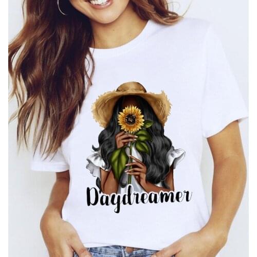 Women Graphic Floral Sunflower Cartoon Short Sleeve 90s Love Short Sleeve Lady Clothes Tops Tees Print Female Tshirt T-Shirt