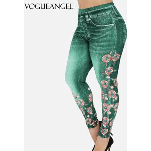 Women Jeggings 3D Print Floral Panel Elastic High Waist Women Skinny Fitness Trouser Fashion Plus Size 5XL 2021