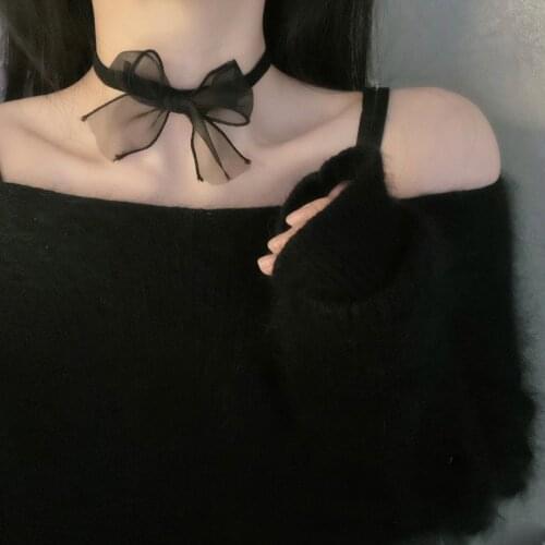 Vintage Red Black Lace Choker Necklace for Women Harajuku Gothic Dark Girl Bow Sweet Collar Necklace Party Women Jewelry 2021
