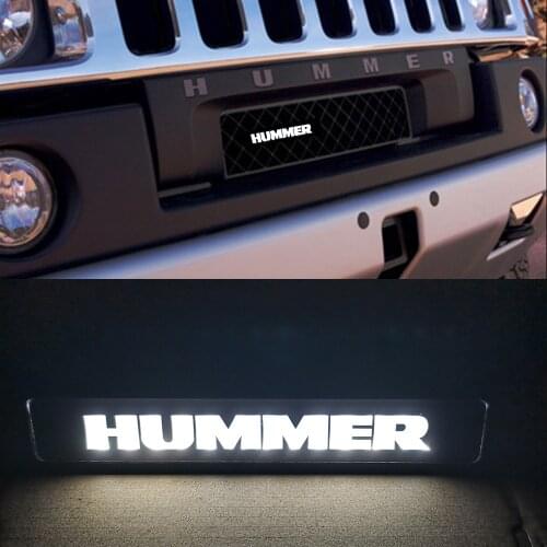 Badge Emblem DRL Day Running Light Hood Grill Grille Bonnet Led Logo Lamp For HUMMER H1 H2 H3
