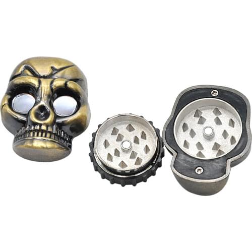 1Pcs 2-layer Metal Weed Grinder Creativity Skull Zinc Alloy Herb Tobacco Grass Grinder for Smoking High-end Smoking Accessories