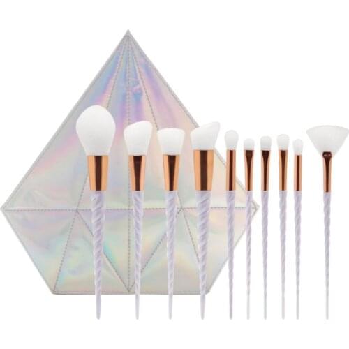 10Pcs/Bag Sky Blue Makeup Brushes Shell Case Kit Portable Comestic Bag Makeup Tools Foundation Blush Eyebrow Make Up Brushes
