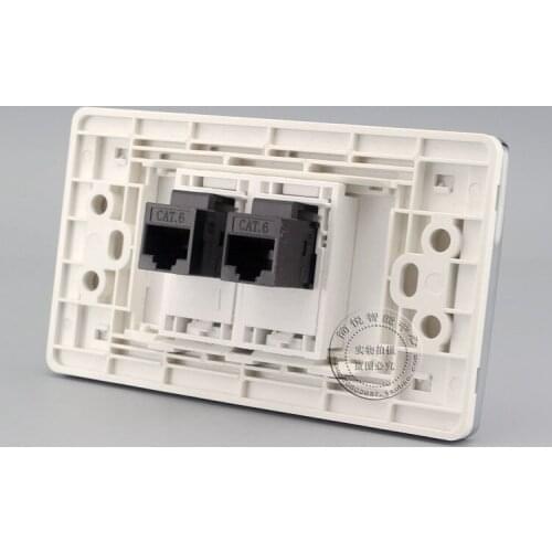 120MM Wall Plate 2 Ports Double RJ45 Cat6 Network LAN Outlet Panel Faceplate