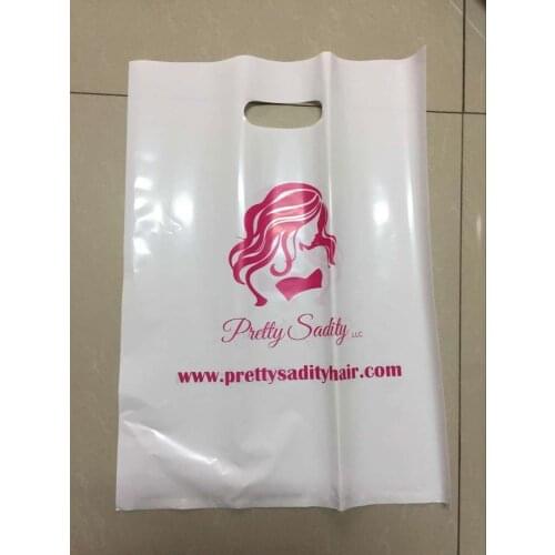 200PCS W20*H30cm (7.8' *11.8' ) Printed Custom Logo Shopping Gift,Hair Packing handle Bag