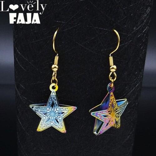 2021 Fashion Chromatic Colour Star Stainless Steel Drop Earrings Women Small Earring Jewelry acero inoxidable joyeria E612951