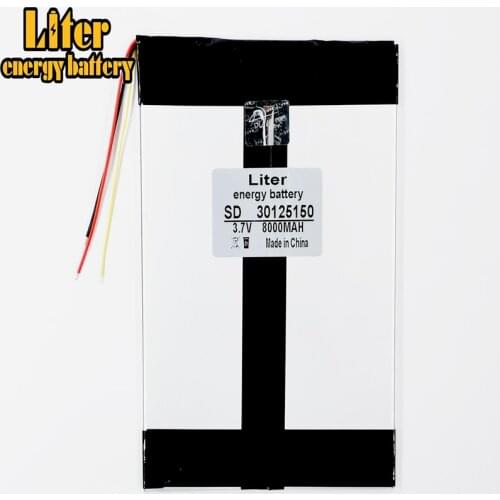 3 line 3.7V,8000mAH (polymer lithium ion battery) Li-ion battery for tablet pc 7 inch 8 inch 9inch 30125150 Free Shipping