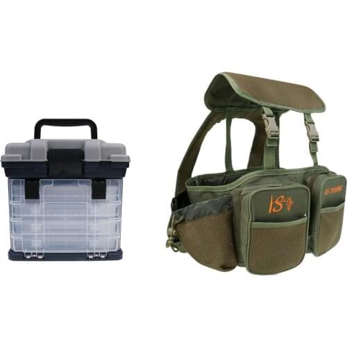 4 Layer Tackle Box Fishing Handheld Lure Storage Case with Seat Box Backpack