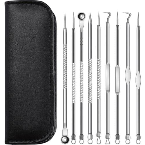9PCS Acne Remover Needles Blackhead Removal Pimple Comedone Extractor Set Blemish Zit Face Skin Care Cleaner Removal Tools