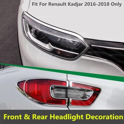 ABS Chrome Front / Rear Trunk Tail Light Lamp Protection Frame Decoration Cover Trim For Renault Kadjar 2016 2017 2018
