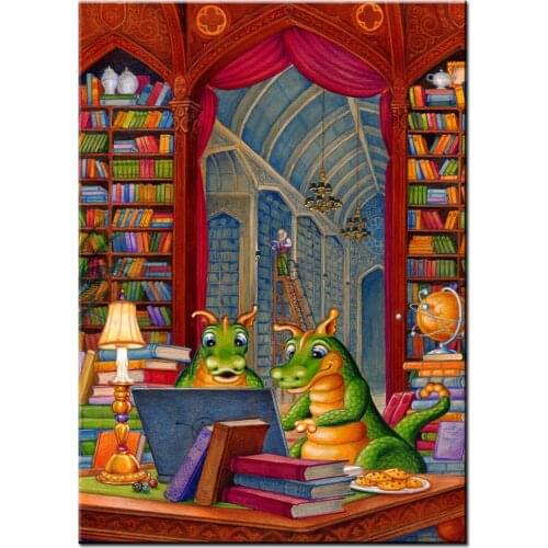 5D DIY Diamond Painting For Childrens Library Dinosaurs Play Computer Cross Stitch Kit Mosaic Full Diamond Embroidery I112