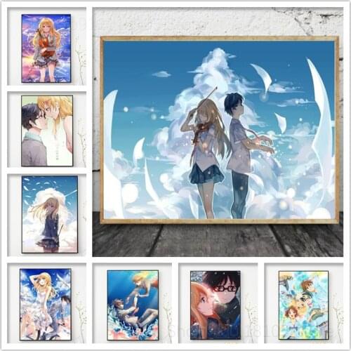 Full Square Round DIY Diamond Painting Anime Cross Stitch Diamond Embroidered April Lies Rhinestone Picture Crafts