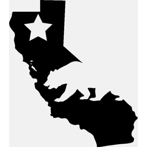 Car Sticker Personality California Bear and Star PVC Car Decoration Sticker Waterproof Cover Scratch Black/White, 14cm*12cm