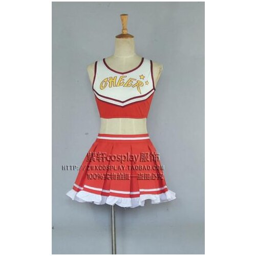 Free shipping halloween Sword Art Online Cheerleader Asuna Cosplay Costume Uniform Outfit Cheer Dress