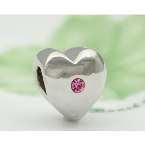 DIY charm beads Mothers Day Valentines Day gift love pink crystal beads fit Pandora charm bracelet necklace