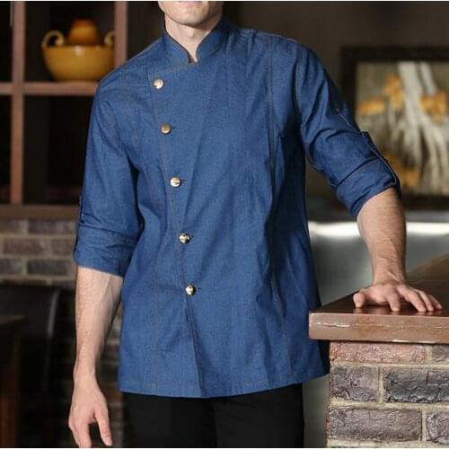 Chef jacket Denim Restaurant uniforms Chef Jeans jacket Autumn Overalls Form cook