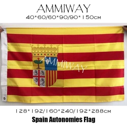 AMMIWAY Any Size Single or Double Sided Spain Spanish Aragon Flags and Banners Indoor Outdoor Polyester Espana National Flag