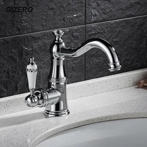 GIZERO Basin Faucet Luxury Style Chrome Brass Crystal Mixer Ceramic Handle Bathroom Vanity Sink Mixer Tap pia do banheiro ZR614
