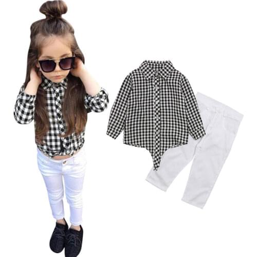 Citgeett Toddler Princess Baby Girl Plaid Tops Romper+Long White Pants Outfits Set Autumn Spring Clothes