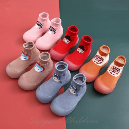 Girls Baby Boy Fashion Toddler Sock Shoes Non-slip Step Shoe Newborn Cotton Rubber Sneaker Baby Cotton Letter Ndoor Floor Socks