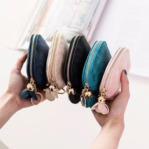 2021 hot sale fashion ladies PU leather mini wallet card keychain zipper coin purse clutch coin purse