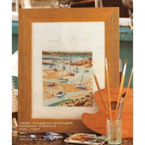 Top Quality popular hotselling counted cross stitch kit landing ship boat on shore port harbor