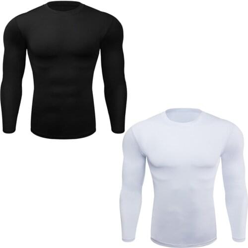 Football Basketball Running Training Long Sleeve Quick Dry Tight Shirt Men Workout Fitness Top 072