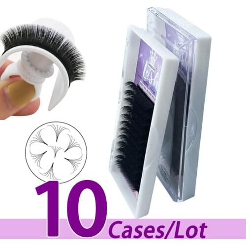 10case/lot 2021 hot selling 8-20mm super soft easy fan automatic blooming 0.03 0.07 0.10 easy fanning eyelash extensions
