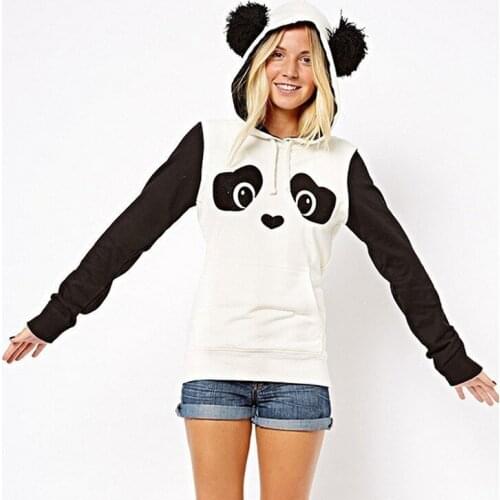 New European Hippie Lovely Cute Panda Printing Catch Down Black White Hit Color Ma'am garment unlined upper garment dress