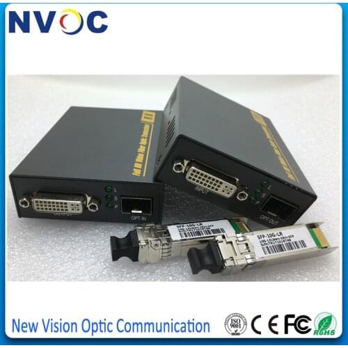 Uncompressed DVI-D over Fiber Optic Extender,Single Mode,Dual Fiber,10G DX SFP,2KM,Euro Charger,DVI Over Fiber Optic Transceiver