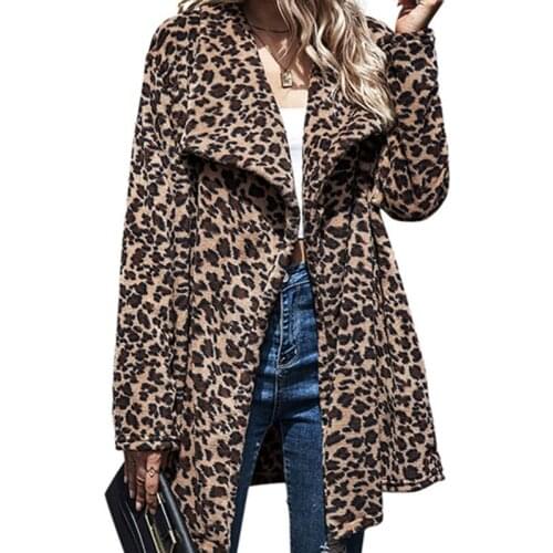 Autumn Winter Faux Fur Coat Women Warm Leopard Coat Ladies Fur Loose Jacket Female Long Coat Plus Size Outerwear Plush Overcoat