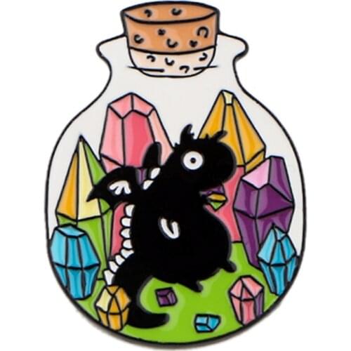 PF364 Dongmanli Crystal Dragon Pins Enamel Pins Badge Brooch Backpack Bag Collar Lapel Decoration Jewelry Gifts for Friends