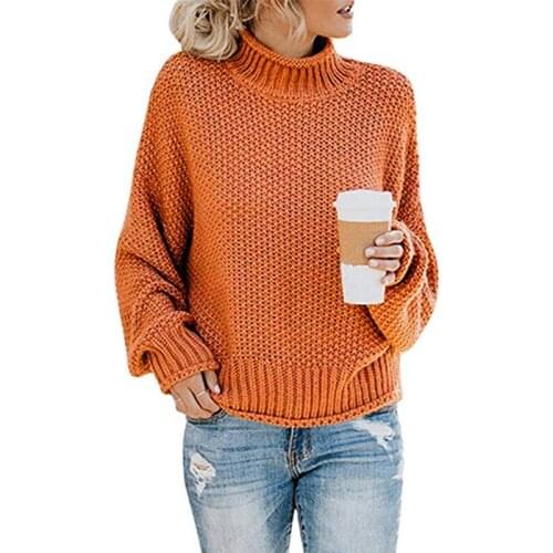 Thick thread turtleneck pullover plus size sweater fashion Solid color knitted top Casual long sleeve Woman warm winter clothes
