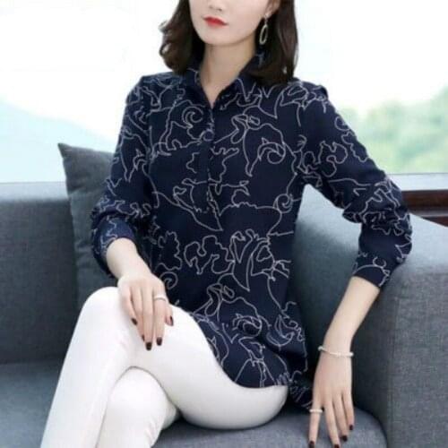 Casual Autumn Spring Shirts Women Clothing New 2021 Floral Printed Tunic Loose Long Party Vintage Blouses Plus Size Tops L02
