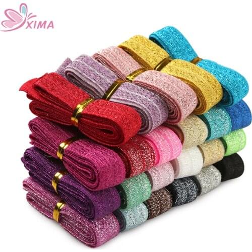 XIMA 23yard/lot Fashion Elastic Shinny DIY Headbands Newborn Elastic Glitter Headbands Hair Accessories 23colors