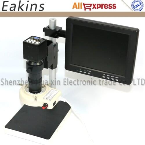 2MP VGA/USB Industry Digital Microscope Camera with 100X Zoom C-Mount Lens+56 LED ring light+Metal Holder +8 inch LCD display