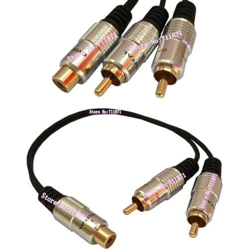 One Female Double Male RCA Cable Line 2 two Male one 1 Female RCA Line cable 2 two Double Male to Female RCA Wire cord