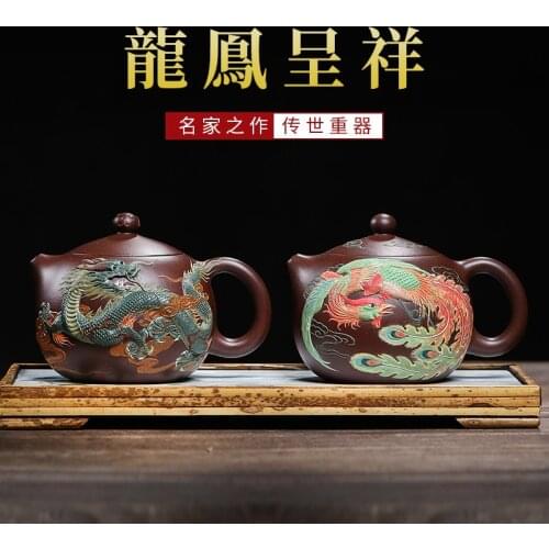 Recommended old painted purple clay famous heap pure manual teapot household pot of kung fu tea teapot large capacity
