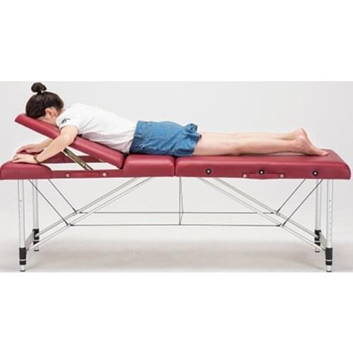 Foldable portable salon beauty salon SPA tattoo furniture aluminum alloy PVC leather patio facial massage table bed with bag