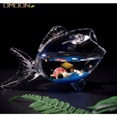 Fish Glass bowl Figurine Clear Transparent Glass Fish-shaped Aquarium Fish Tank Home Living Room decoration Craft Ornaments
