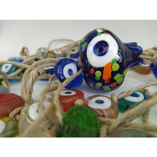 Pomegranate Evil Eye Glass Bead Pendant Charm Turkish Handmade Big Amulet for Wall Hanging Talisman Boho Home / Room Decor