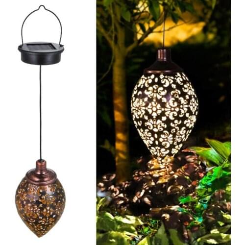 Solar Powered Lamp LED Lantern Hanging Outdoor Hollow Solar Lamp Rugby Sensitive Sensor Control Waterproof Solar Garden Light