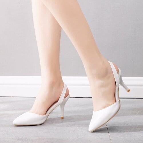 Crystal Queen Women Fashion Pumps Ladies Designer 7CM Sandals Pointed Toe White High Heels Shoes Big Size 33-43