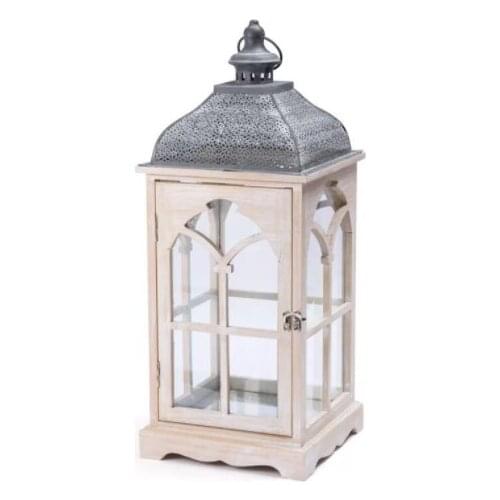 European-style retro craft candlestick decoration wrought iron glass home decorations garden club decoration wooden wind lamp 2