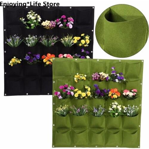 4/9/36/64 Pockets Green Grow Bags Planter Vertical Garden Vegetable Living Garden Bag Seedling Wall Hanging Planter Growing Bags